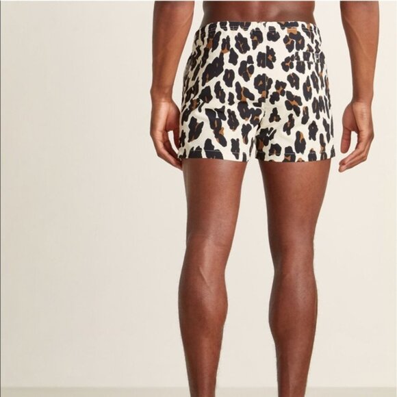 BNWT Solid and Striped Leopard Print Swim Trunks Lined Sz Large - Picture 4 of 4